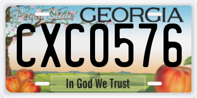 GA license plate CXC0576