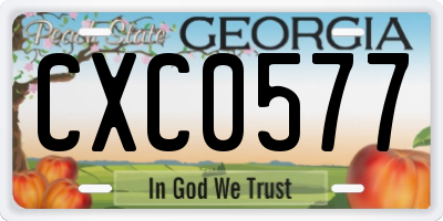 GA license plate CXC0577