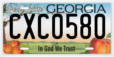 GA license plate CXC0580