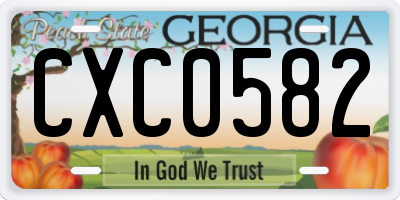 GA license plate CXC0582
