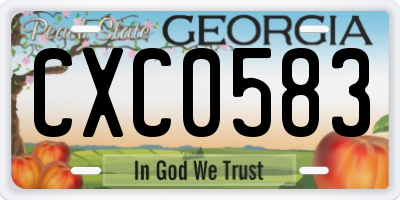 GA license plate CXC0583