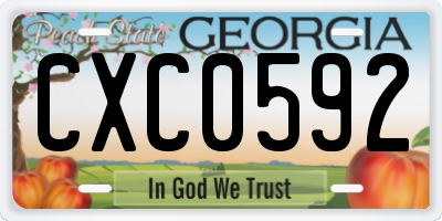GA license plate CXC0592