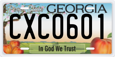 GA license plate CXC0601