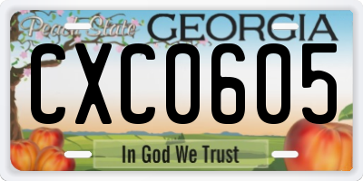 GA license plate CXC0605