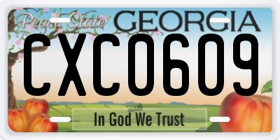 GA license plate CXC0609