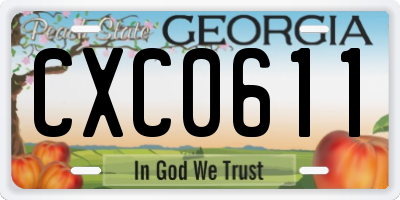 GA license plate CXC0611