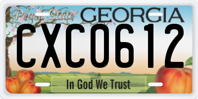 GA license plate CXC0612