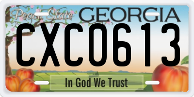GA license plate CXC0613