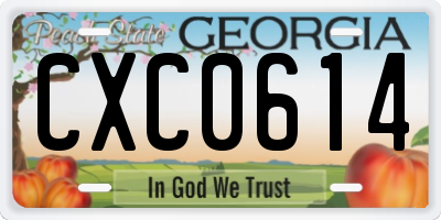 GA license plate CXC0614