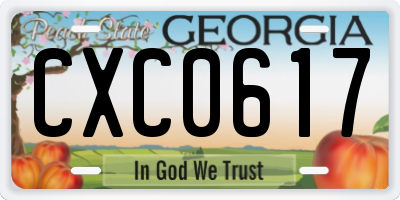 GA license plate CXC0617