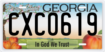 GA license plate CXC0619