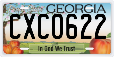 GA license plate CXC0622