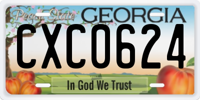 GA license plate CXC0624