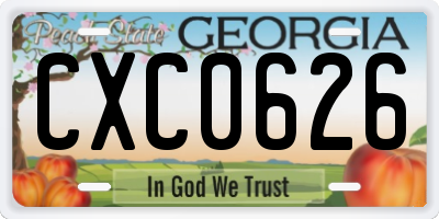GA license plate CXC0626