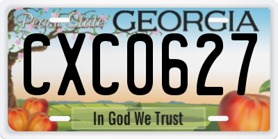 GA license plate CXC0627