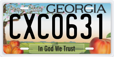 GA license plate CXC0631