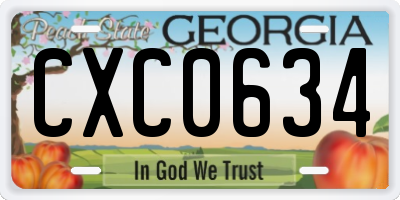GA license plate CXC0634