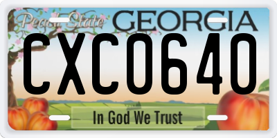 GA license plate CXC0640