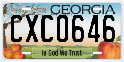 GA license plate CXC0646