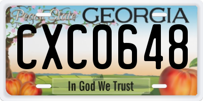 GA license plate CXC0648