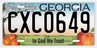 GA license plate CXC0649