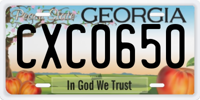 GA license plate CXC0650