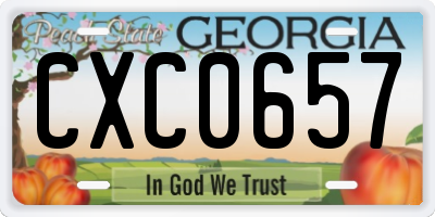 GA license plate CXC0657
