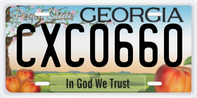 GA license plate CXC0660