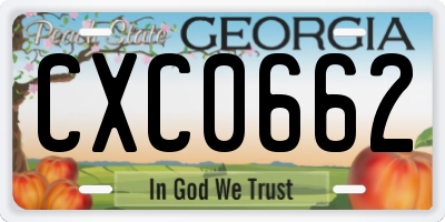 GA license plate CXC0662