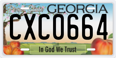 GA license plate CXC0664
