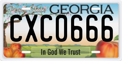 GA license plate CXC0666