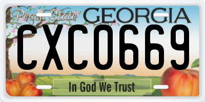 GA license plate CXC0669