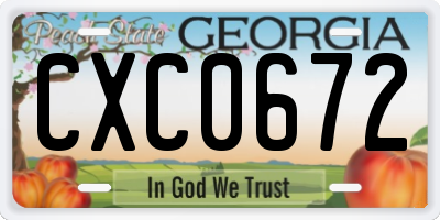 GA license plate CXC0672