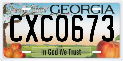 GA license plate CXC0673