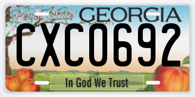 GA license plate CXC0692