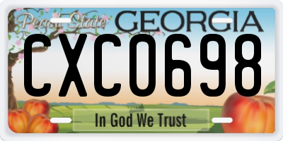GA license plate CXC0698