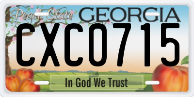 GA license plate CXC0715