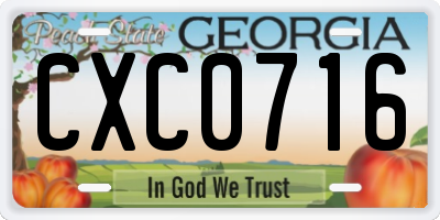 GA license plate CXC0716