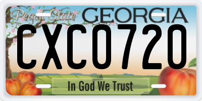 GA license plate CXC0720