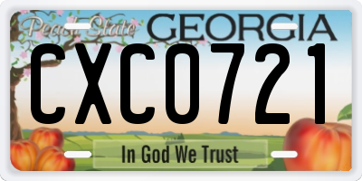 GA license plate CXC0721