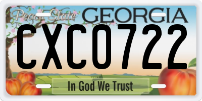 GA license plate CXC0722