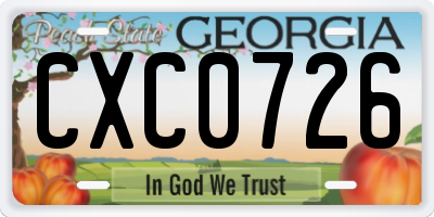 GA license plate CXC0726