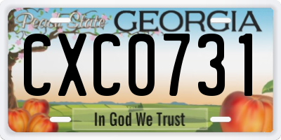 GA license plate CXC0731