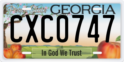 GA license plate CXC0747