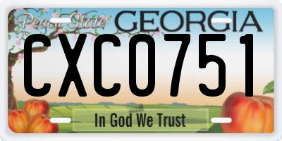GA license plate CXC0751