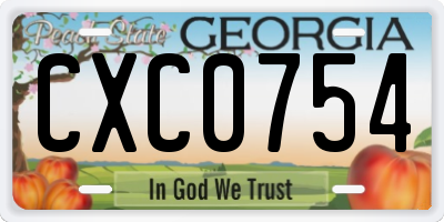 GA license plate CXC0754
