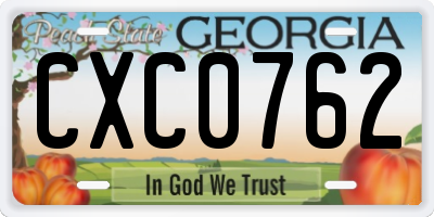 GA license plate CXC0762