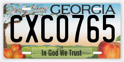 GA license plate CXC0765