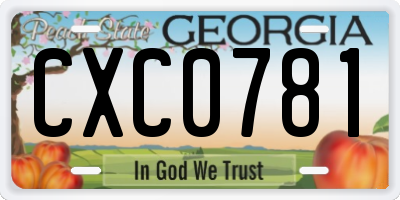GA license plate CXC0781