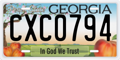 GA license plate CXC0794